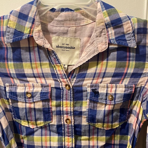 Abercrombie Kids Plaid Button Down Shirt - Blue, Pink, Yellow - Picture 4 of 7